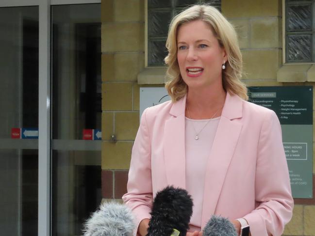 Labor MP for Lyons Rebecca White speaks to the media at Bridgewater on Wednesday, February 12, 2025.