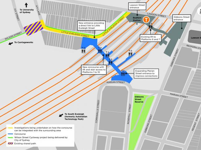 Option 1: Plans for a major upgrade at Redfern train station. Picture: Transport for NSW