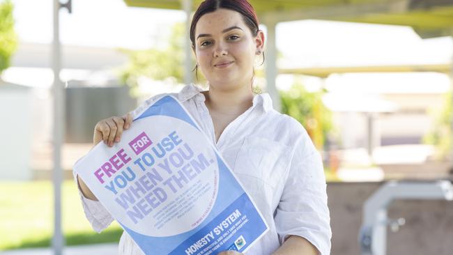 Darwin High School student Lily Jenkins has led big changes in how students can access sanitary products. Picture: Floss Adams