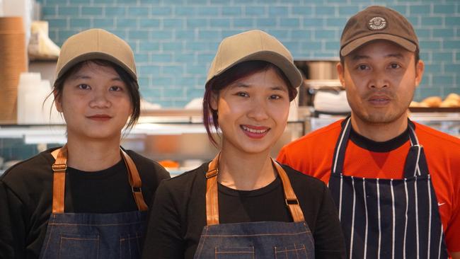 Owners of Mount Gambier's first Vietnamese restaurant, Bami Mount Gambier, Mai Nong, Oanh Whicker and Son Ngugen. Picture: Jessica Ball