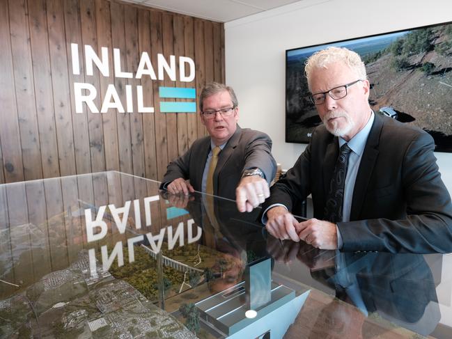 Groom MP Dr John McVeigh and Australian Rail Track Corporation Inland Rail CEO Richard Wankmuller at the opening of ARTC's new Inland Rail office in Margaret St, Toowoomba.