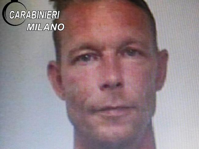 An Italian paramilitary police mugshot of “quiet, angry weirdo” Christian B at the time of his arrest in 2018 for drug trafficking. Picture: Carabinieri via AP