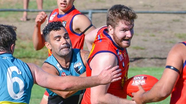 Jay Hansen, pictured in 2019, was one of Flinders Park’s best on Saturday. Picture: AAP/Brenton Edwards