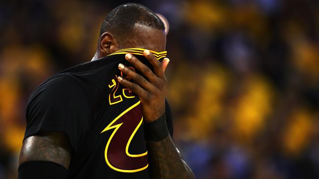 LeBron James takes in the game two defeat. Picture: AFP