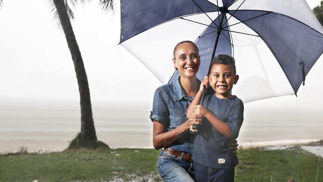 Treaty Council Worldwide have partnered with Korean-based marine company, HaejooX and traditional owners in northern Cape York and the Torres Strait on a major reef restoration project, set to start later this year. Reef Project stakeholder Maria Turpin is looking towards the future for her son Jack Turpin, 5, and her other children. Picture: Brendan Radke