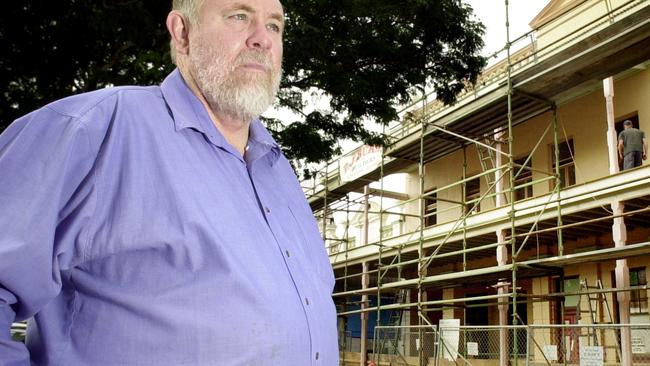 Bill Trevor stands next to the Palace Backpacker Hostel. Photo: PETER WALLIS pal2106h