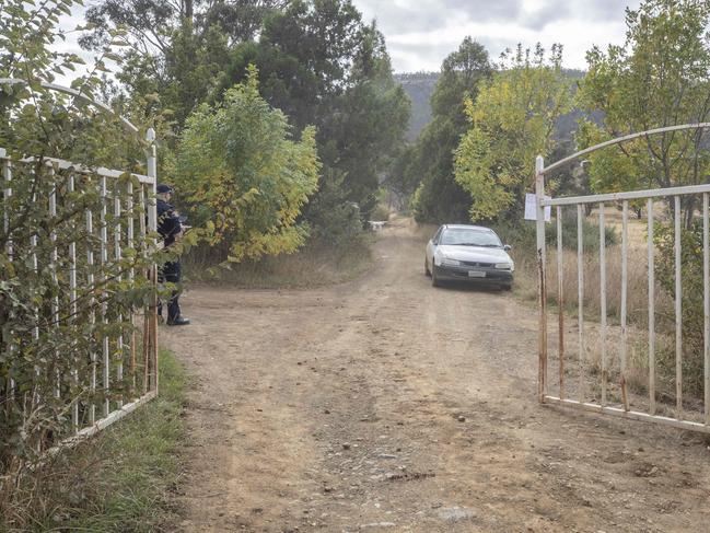 Police at Native Corners Road, Campania. Picture: Chris Kidd