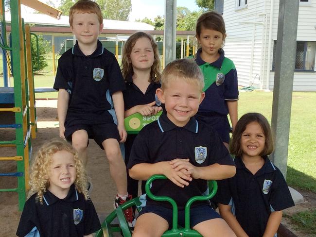 Bloomsbury State School Back L-R Oden Birrell, Aurora Schalcher, Eliza Jenkins. Front L-R Perry Micallef, Gabriel Scott, Imayah Crook.