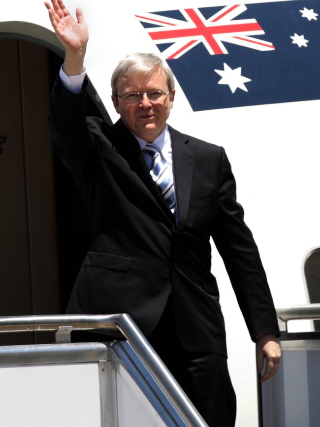 Prime Minister Kevin Rudd took 12 overseas trips in his first year. Picture: Supplied