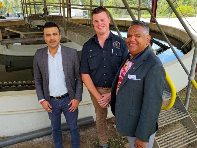 Cherbourg CEO Chatur Zala, Operations Manager Matt Bock and Mayor Bruce Simpson, . Image: Cherbourg Aboriginal Shire Council.