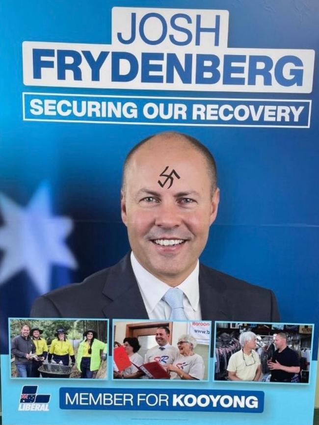 Josh Frydenberg posted that swastikas were a reminder of a dark past. Picture: Twitter