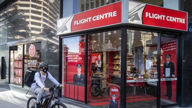 Flight Centre says total transaction volumes are between 5-10pc of normal levels. Picture: AAP