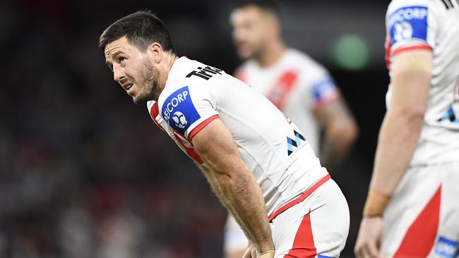Dragons captain Ben Hunt has criticised the NRL for leaving the players ‘in the dark’ about the code’s crackdown on high shots. Picture: Albert Perez/Getty Images