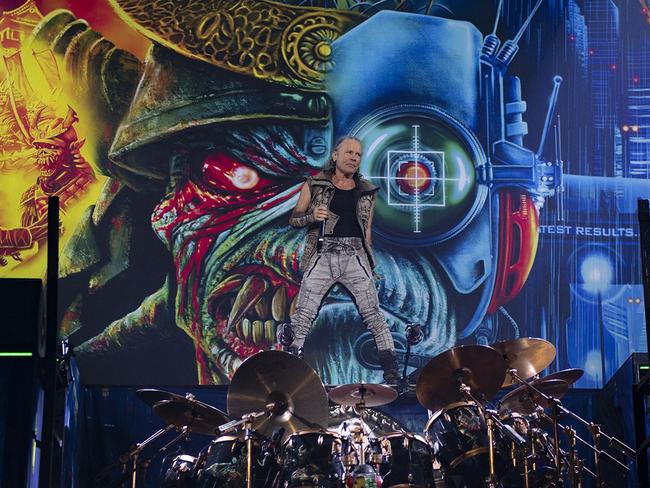 British heavy metal band Iron Maiden performing on its world tour, titled The Future Past, which included an Australian visit in September 2024. Picture: supplied