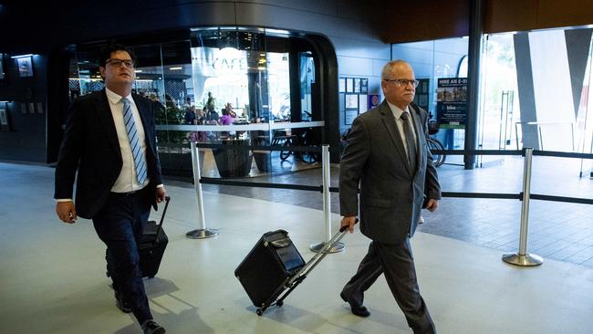 Lawyers Andrew Culshaw and Garry Palasis, representing the SANFL. Picture: Mark Brake