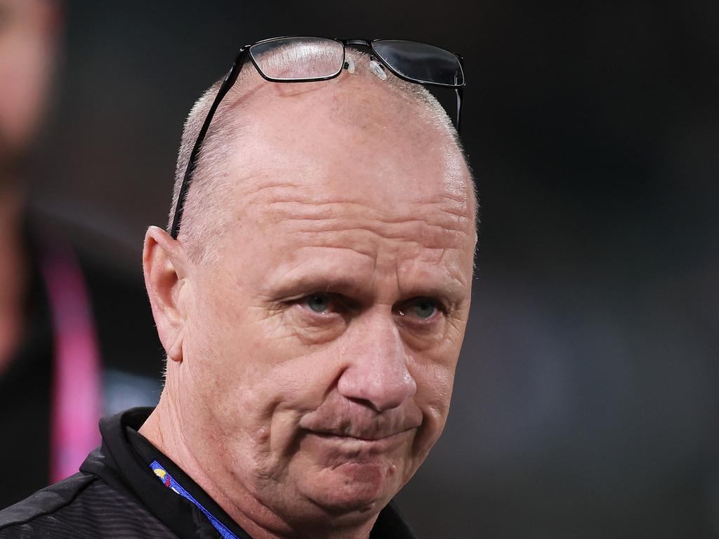 ADELAIDE, AUSTRALIA - SEPTEMBER 16: Ken Hinkley, Senior Coach of the Power during the 2023 AFL Second Semi Final match between the Port Adelaide Power and the GWS GIANTS at Adelaide Oval on September 16, 2023 in Adelaide, Australia. (Photo by James Elsby/AFL Photos via Getty Images)