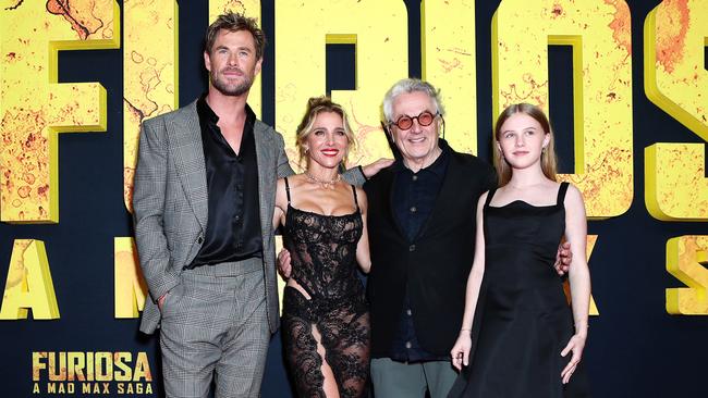 Chris Hemsworth, Ella Pataky, George Miller and Alyla Browne at the world premiere. Picture: Matrix