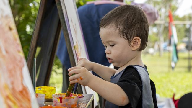 Lee Gordon Smith enjoys a day of fun and activities at a special Harmony Day celebration at the Malak Community Centre as part of the Fun Bus program. Picture: Pema Tamang Pakhrin