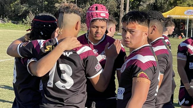 Kim Casidy and some of his Marsden SHS team mates at halftime.