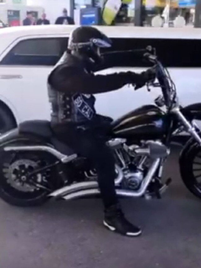 Shane Bowden leaves jail in a stretch limousine, accompanied by a bikie entourage. Picture: Instagram