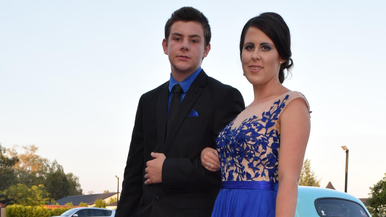 Elliot Lewis and Megan Wells match their colours well at the Roma State College formal. Photo Tom Gillespie / The Western Star