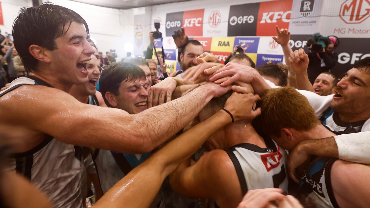 The celebrations continued in the rooms. Picture: Getty Images