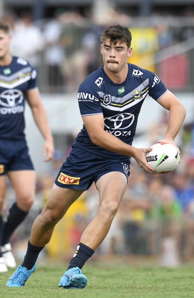 Cowboys Jake Bourke during the 2023 pre-season trial with Dolphins at Barlow Park in Cairns. Picture: NRL Imagery