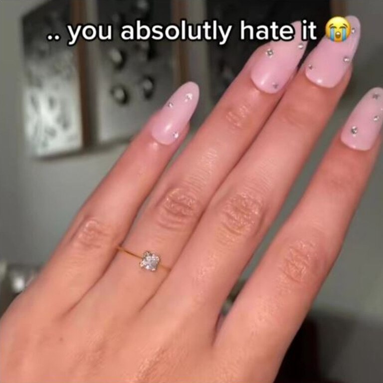 A woman revealed she found her engagement ring before her partner proposed – and hated it. Picture: TikTok/twopearlsshop