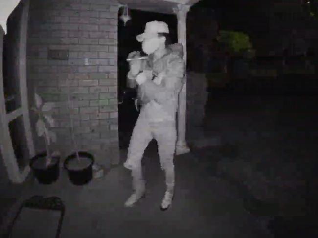 CCTV of a masked man trying to break into a Doncaster home in the middle of the night. Supplied
