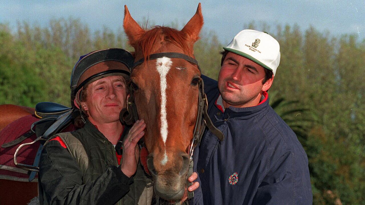 Racehorse Super Impose with trainer Anthony Freedman & Scott Magee. 28 September 1994            Sport / Turf