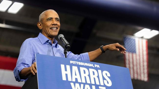 Former US President Barack Obama speaks during a campaign event for US Vice President and Democratic presidential candidate Kamala Harris in Pittsburgh, Pennsylvania. Picture: AFP