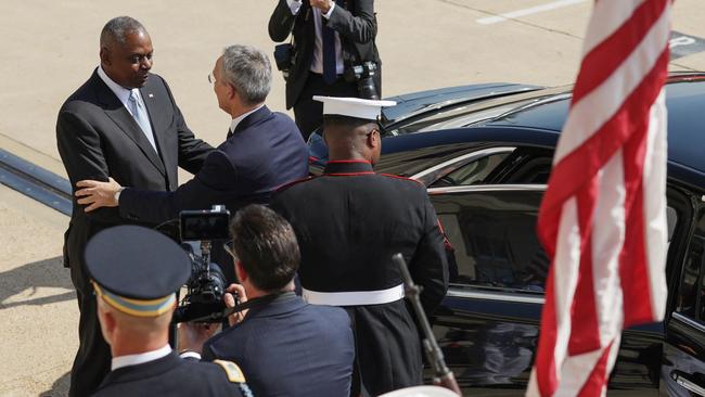 US Defence Secretary Lloyd Austin welcomes NATO Secretary General Jens Stoltenberg to the Pentagon ahead of the NATO summit in Washington DC. Picture: Getty Images