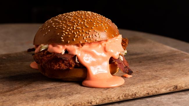 The screaming hot chicken burger at Bread & Bone. Picture: Andre Castellucci