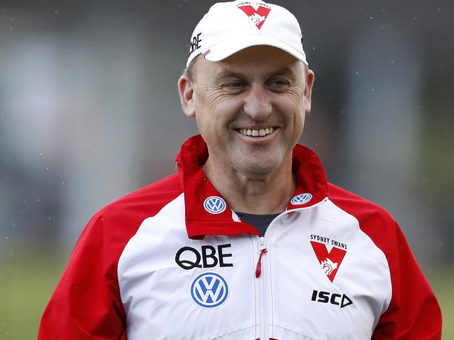 Swans coach John Longmire has been sounded out to test his interest in coaching the Kangaroos. Picture: Ryan Pierse/Getty Images