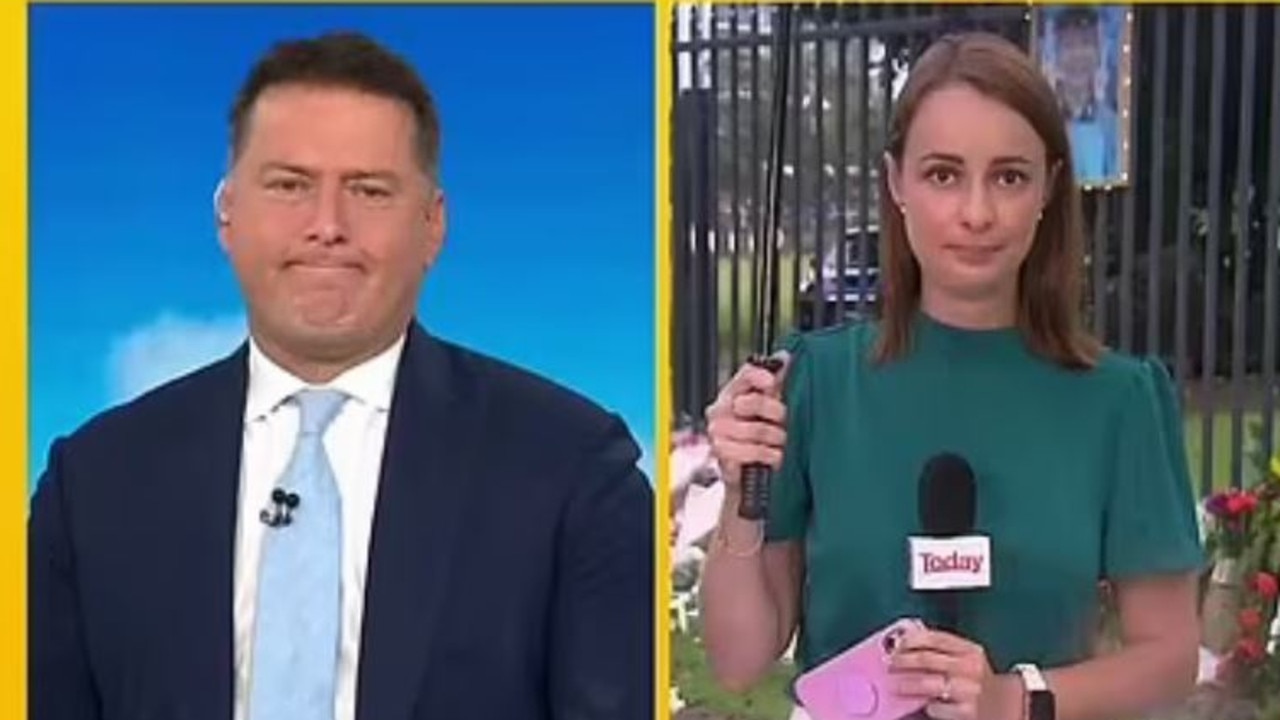 Karl Stefanovic was left momentarily speechless during the live cross and Alison Langdon could be heard sniffling off camera. Picture: Today show/Channel 9