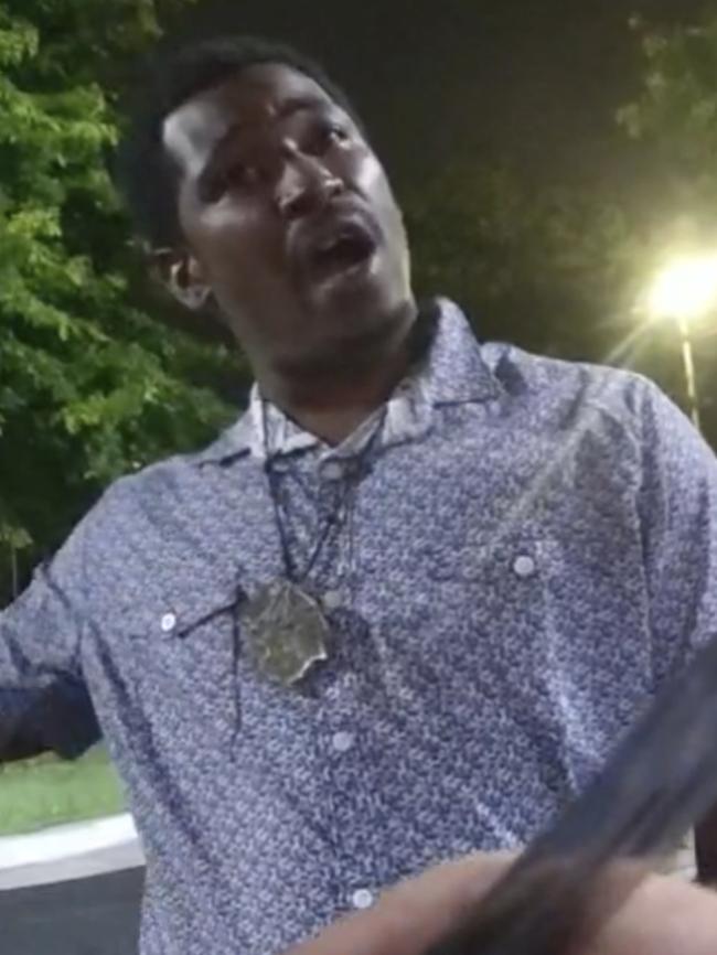 Screen grab taken from body camera video shows Rayshard Brooks speaking with Officer Garrett Rolfe. Picture: AP