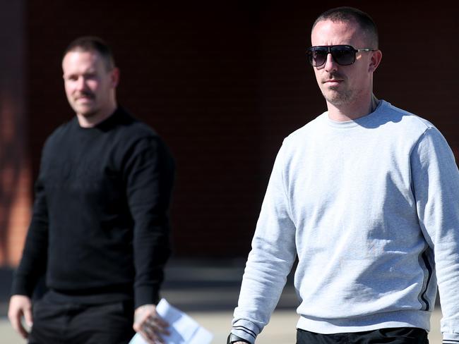 ADELAIDE, AUSTRALIA - NewsWire Photos 9,May, 2024: Jordan Mackie, 32 and Dylan Mackie, 29 part of the Four Descendants bikies arrested for consorting in public at Christie Beach magistrate court.  Picture: NCA NewsWire