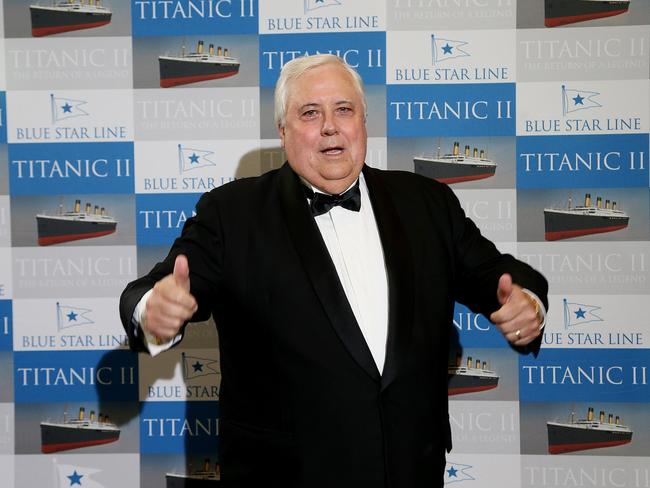 Clive Palmer in Cairns for the Titanic II dinner at the Pullman Cairns International. PICTURE: STEWART MCLEAN