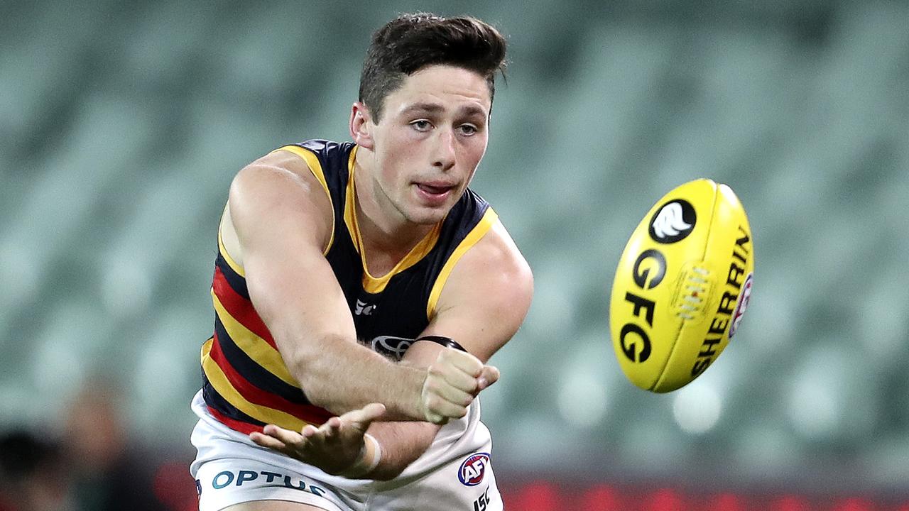 Chayce Jones is hoping a new role in defence can help him break back into the Crows’ AFL line-up. Picture: Sarah Reed