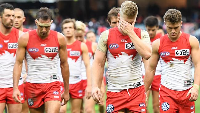 The Swans fall of 0-6 after losing to Carlton.