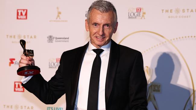 Bruce McAvaney with his award. Picture: Getty Images