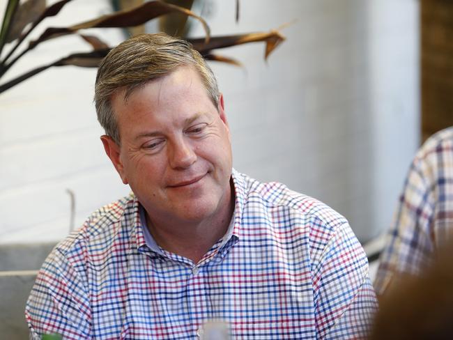 LNP Leader Tim Nicholls pictured meeting with friends and supporters at the White Jam Cafe the day after the state election, Brisbane 26th November 2017.  (AAP Image/Josh Woning)