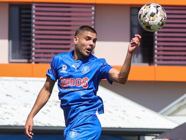 MELBOURNE, AUSTRALIA - FEBRUARY 10 2024 Cian Cuba of Avondale during the NPL Victoria game between Avondale v Dandenong City at Reggio Calabria Club.Picture: Brendan Beckett