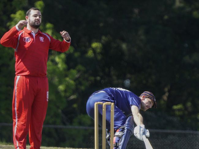 MPCA Round 1 cricket: Baden Powell v Old Peninsula. Old Peninsula batsman Justin Grant.  Picture: Valeriu Campan