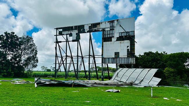 AFTER: Damage left behind by Cyclone Kirrily at the Stardust Drive-In. Picture: Cas Garvey