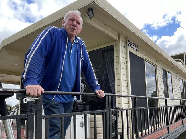 Oz Houseboats owner and manager Peter Sommers with one of his fleet at Murray Bridge Marina.  picture Dylan Hogarth