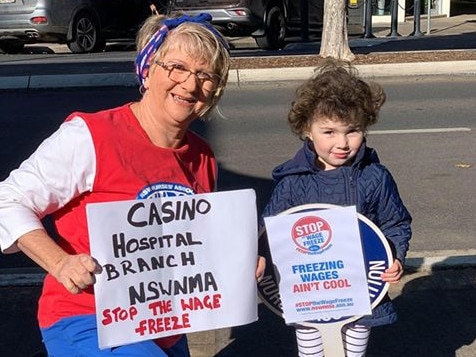 SOCIAL MEDIA IMAGE DISCUSS USE WITH YOUR EDITOR - The NSW Nurses and Midwives Association protested outside Casino Post Office against the state government's wage freeze.