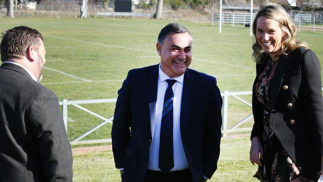 Deputy Premier John Barilaro at the Bush Summit on Friday morning with Paul Murray and Anna Caldwell. Picture Rohan Kelly