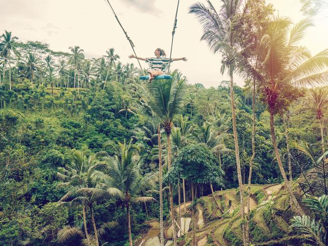 Ubud’s famous Tegalalang selfie swing. Picture: Supplied