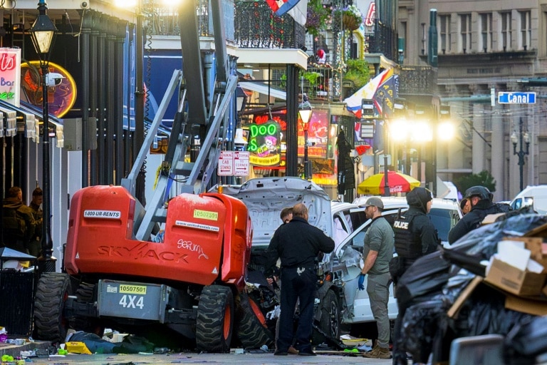 Ten dead as man drives truck into New Year crowd in New Orleans